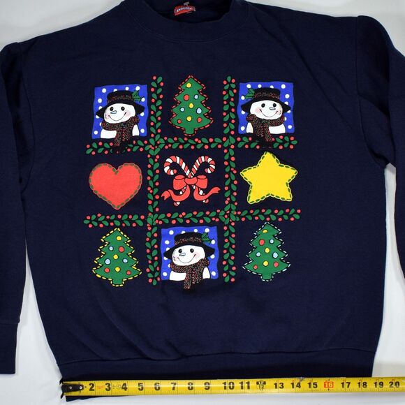 Vintage Christmas Holiday Puff Print Crewneck Sweatshirt - S - Picture 5 of 7